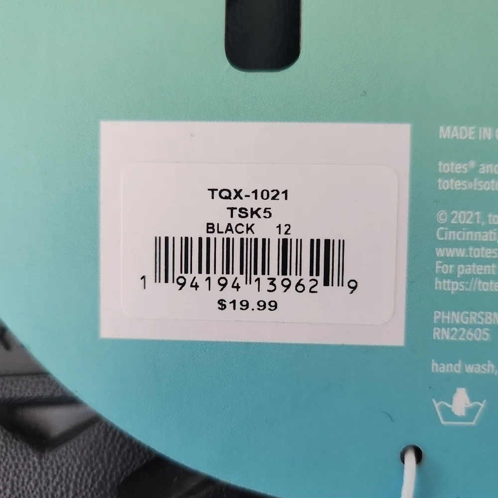 Totes Boost Your Mood. Bounce Toe Post Mens Sandals. Black. Size 12. New.